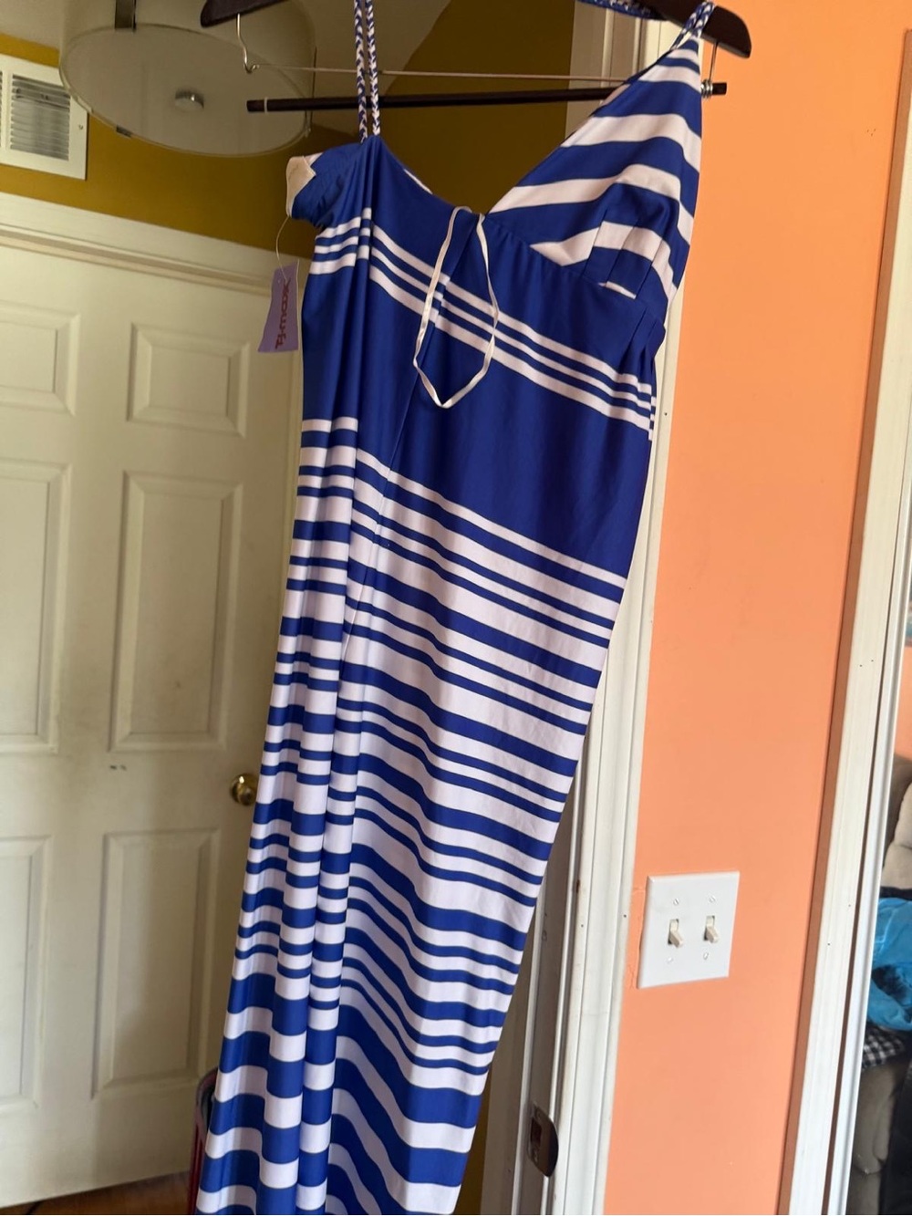 JB by Julie Brown Light Blue and White Striped Dress size L